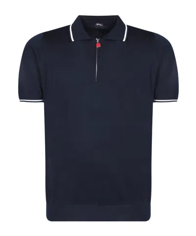 Kiton Striped-edge Cotton Polo Shirt In Black