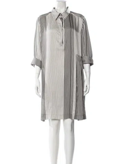 Pre-owned Kiton Striped Knee-length Dress In White