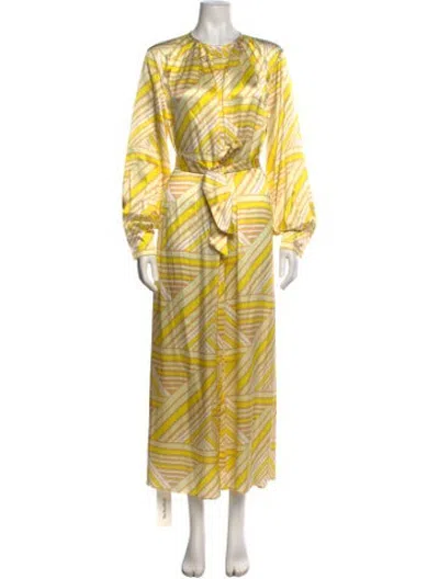 Pre-owned Kiton Striped Long Dress In Yellow