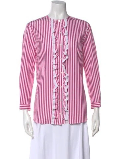 Pre-owned Kiton Striped Long Sleeve Blouse In Pink