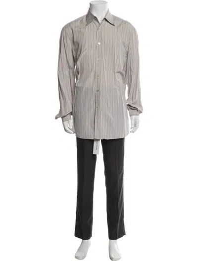 Pre-owned Kiton Striped Long Sleeve Dress Shirt In Gray