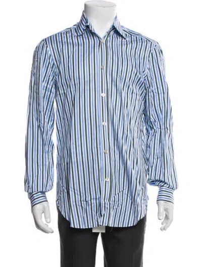Pre-owned Kiton Striped Long Sleeve Dress Shirt In Green