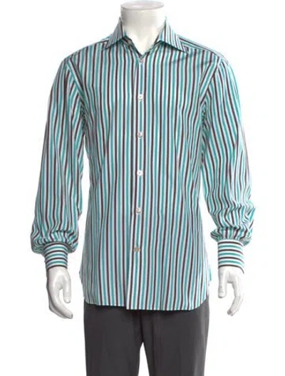 Pre-owned Kiton Striped Long Sleeve Dress Shirt In Multi