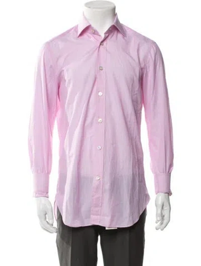 Pre-owned Kiton Striped Long Sleeve Dress Shirt In Pink