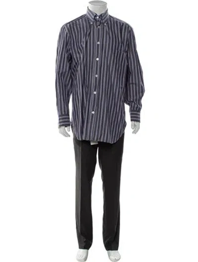 Pre-owned Kiton Striped Long Sleeve Dress Shirt In Purple
