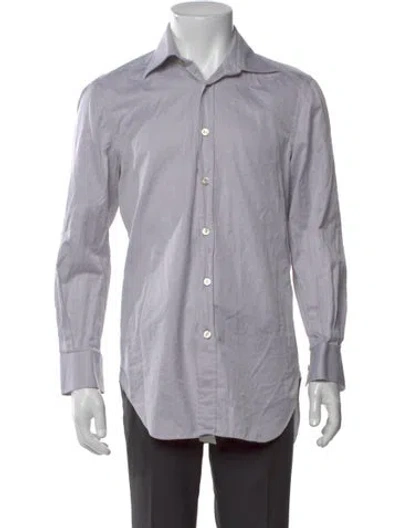 Pre-owned Kiton Striped Long Sleeve Dress Shirt In Purple
