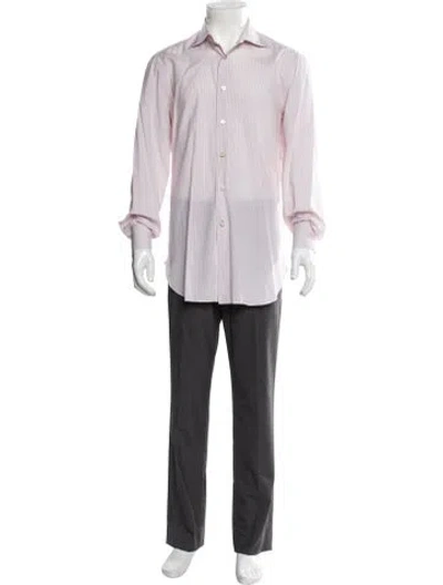 Pre-owned Kiton Striped Long Sleeve Dress Shirt In Purple