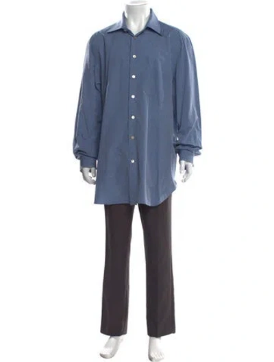 Pre-owned Kiton Striped Long Sleeve Shirt In Blue