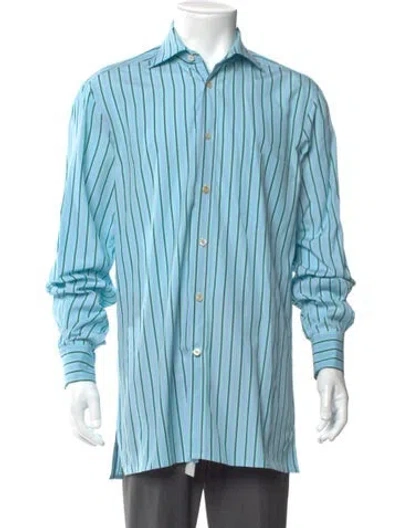 Pre-owned Kiton Striped Long Sleeve Shirt In Blue