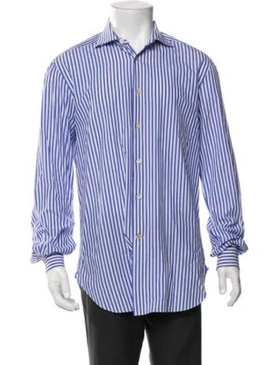 Pre-owned Kiton Striped Long Sleeve Shirt In Blue