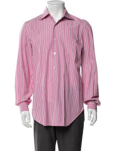 Pre-owned Kiton Striped Long Sleeve Shirt In Pink