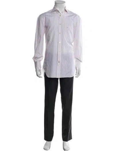 Pre-owned Kiton Striped Long Sleeve Shirt In White