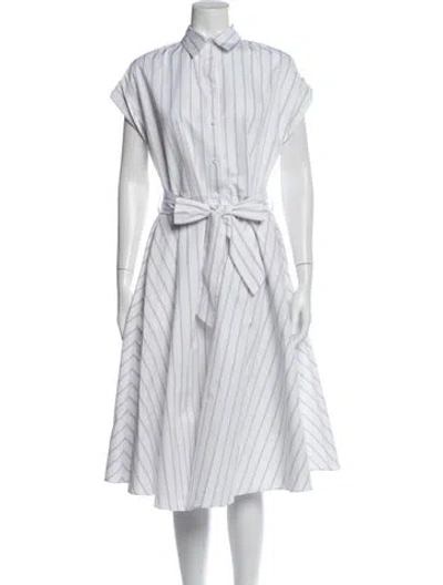 Pre-owned Kiton Striped Midi Length Dress In White
