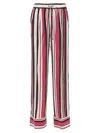 Kiton Black And Fuchsia Striped Silk Trousers