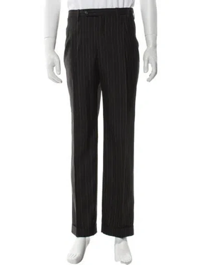Pre-owned Kiton Striped Pants In Black