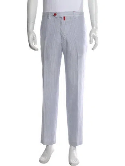 Pre-owned Kiton Striped Pants In Blue