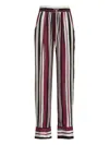 Kiton Vertical Striped Silk Pants With Elastic Waistband In White