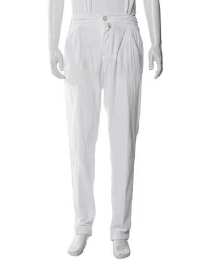 Pre-owned Kiton Striped Pants In White