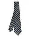 Kiton Striped-pattern Silk Tie In Black