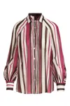 Kiton Striped Collar Long Sleeve Shirt In Pink