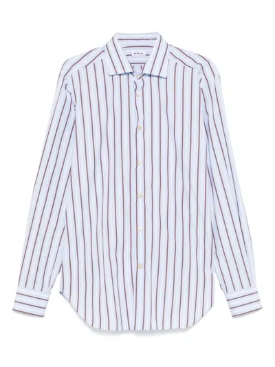 Kiton Striped Shirt In Sky Blue