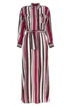 Kiton Striped Shirt Dress With Belted Waist In Red