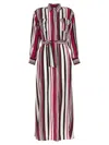 Kiton Striped Shirt Dress With Belted Waist In Red