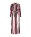 Kiton Striped Shirt Dress With Belted Waist In Red