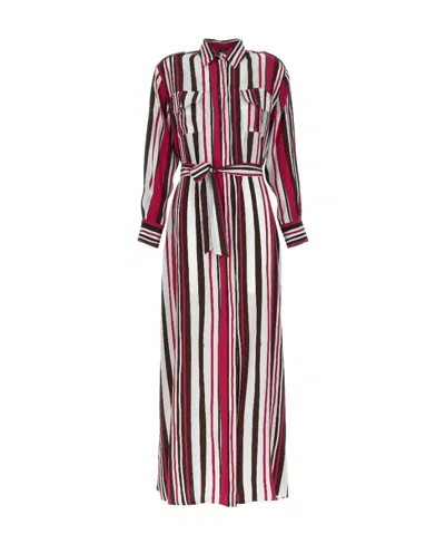 KITON KITON STRIPED TIED FASTENED MAXI SHIRT DRESS