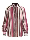 Kiton Striped Collar Long Sleeve Shirt In Pink