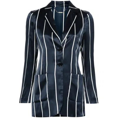 Kiton Striped Silk Blazer In Multi