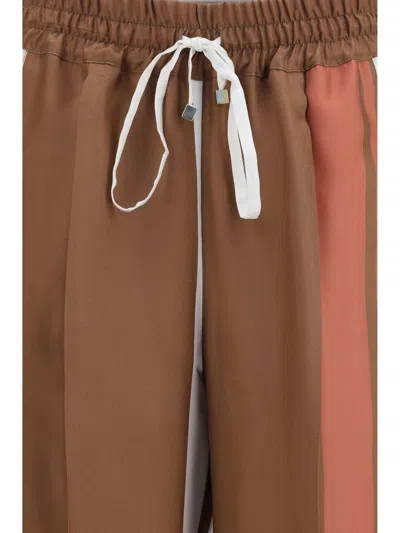 Kiton Striped Drawstring Straight Trousers In Brown