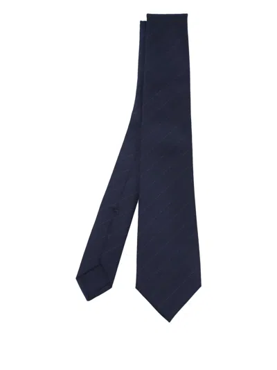 Kiton Striped Tie In Blue