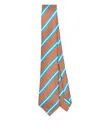 Kiton Stripes Pattern Silk Tie In Brown