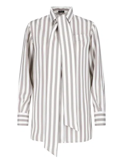 Kiton Striped Tie-neck Long Sleeve Blouse In Multi