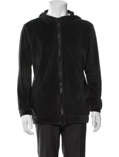 Pre-owned Kiton Striped Windbreaker In Black