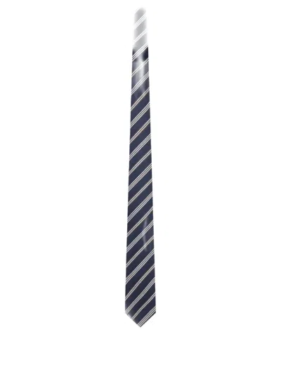 Kiton Striped Wool Tie In Gray