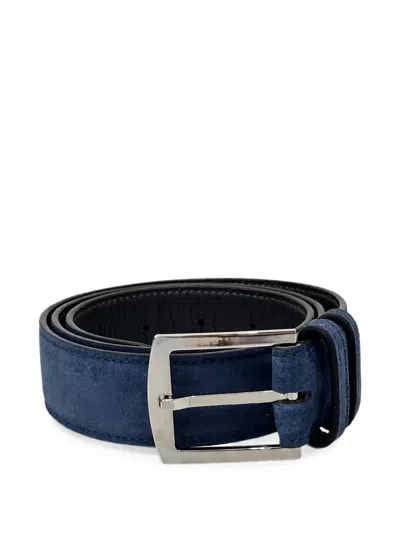 Kiton Suede Belt In Blue