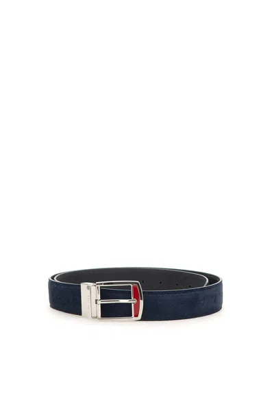 Kiton Handcrafted Suede Belt Adjustable Fit In Blue