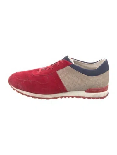Pre-owned Kiton Suede Colorblock Pattern Sneakers