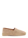 Kiton Suede Espadrillas With Contrasting Stitching In Beige