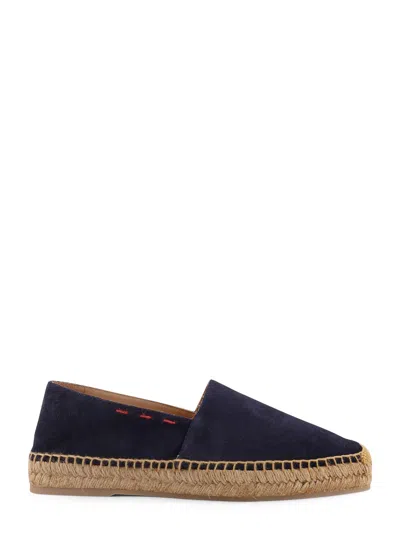 Kiton Suede Espadrillas With Iconic Stitching In Blue