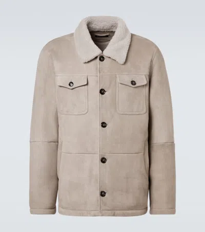 Kiton Suede Field Jacket In Neutral