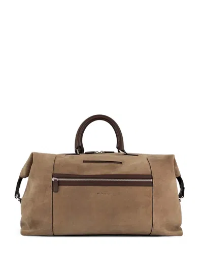 Kiton Suede Holdall In Brown