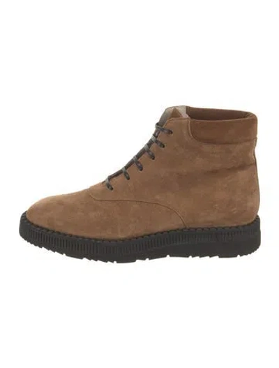 Pre-owned Kiton Suede Lace-up Boots In Brown