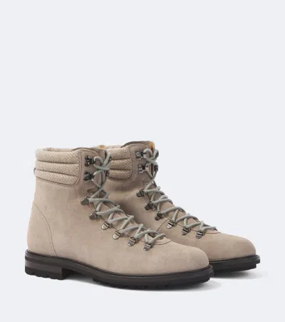 Kiton Suede Lace-up Boots In Grey