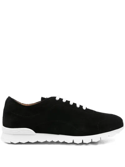 Kiton Suede Lace-up Sneaker In Black