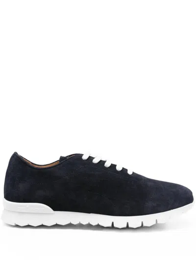 Kiton Suede Lace-up Sneaker In Navy