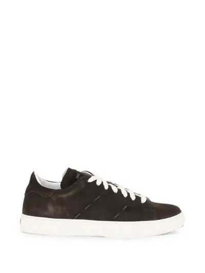 Kiton Suede Lace-up Sneakers In Brown