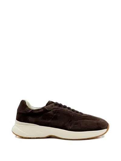 Kiton Suede Lace-up Sneakers In Animal Print